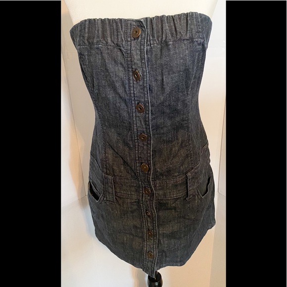 Guess Denim Strapless Mini Dress - Picture 1 of 5